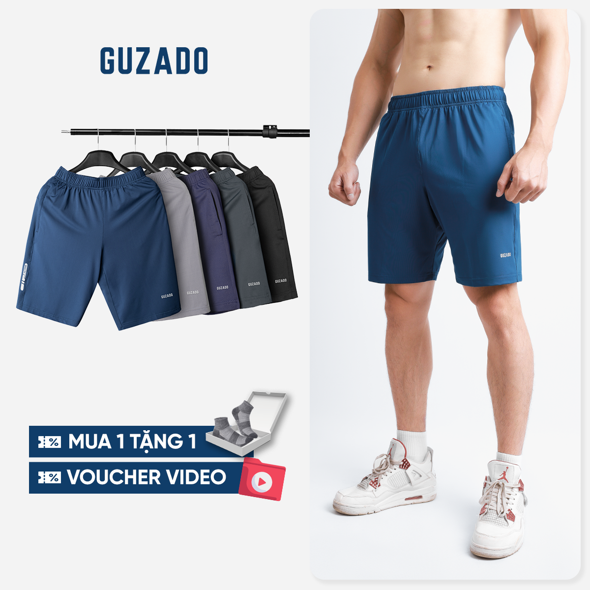 Quần Short Thể Thao GUZADO Vải Thun SIÊU CO GIÃN GSR02