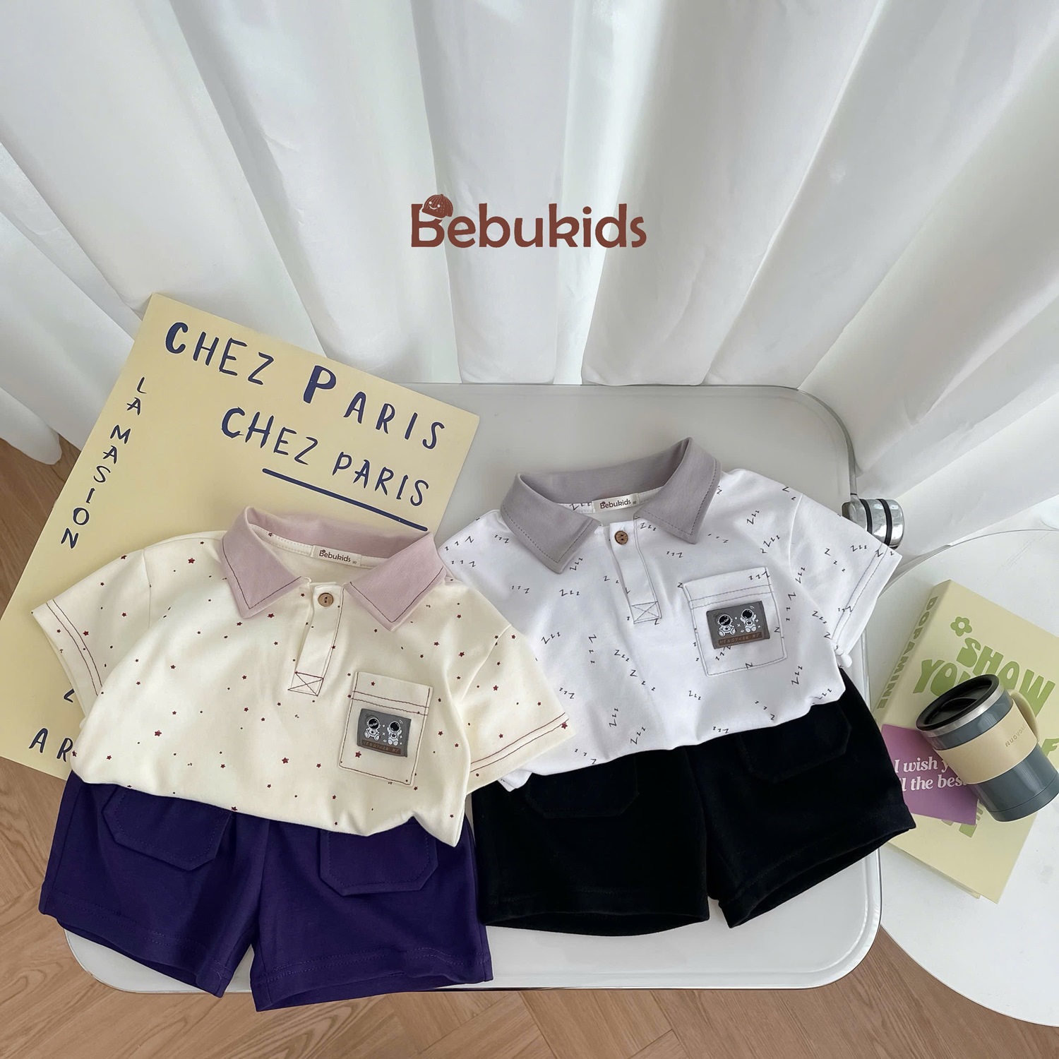 SB2249- bộ polo cộc tay logo phi hành gia