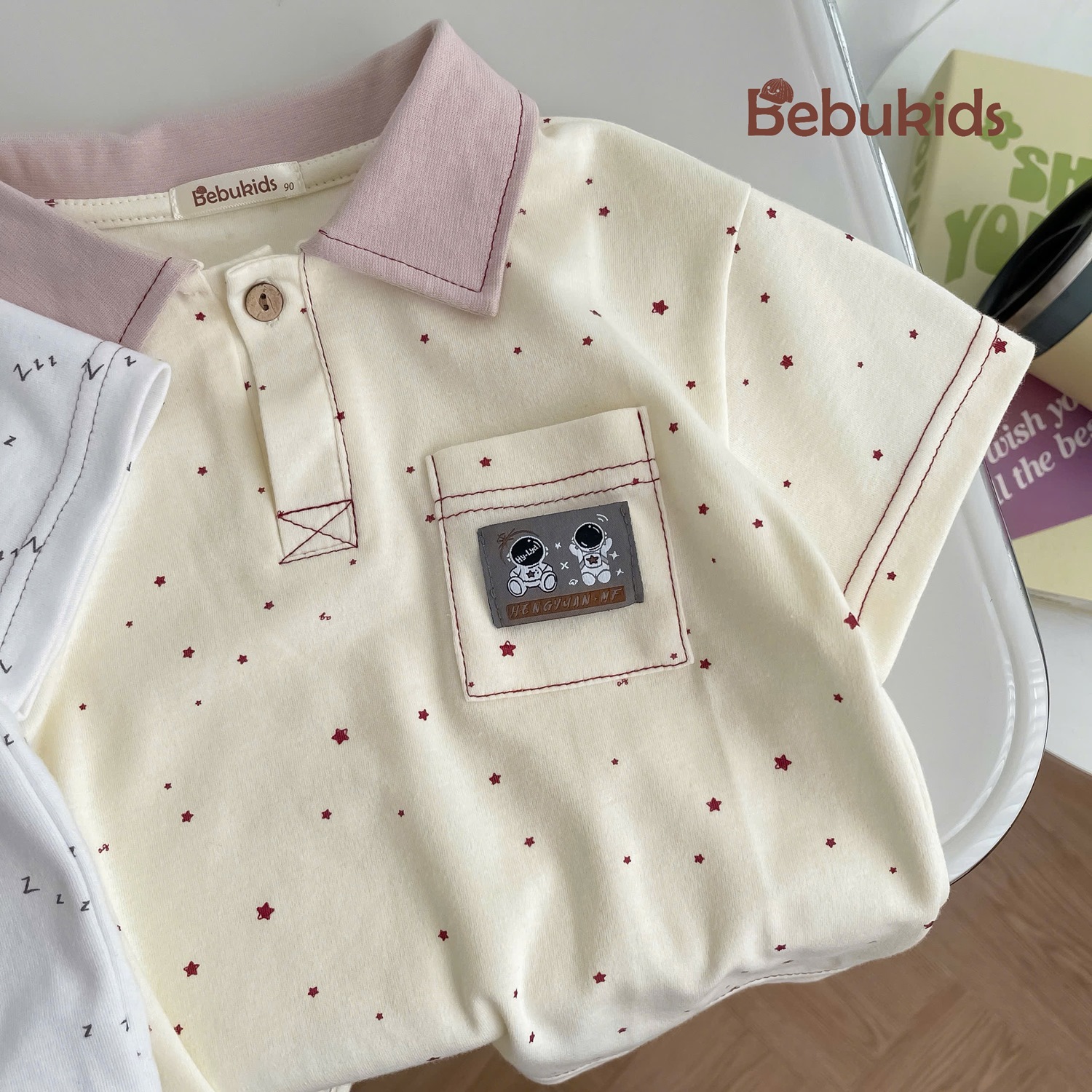 SB2249- bộ polo cộc tay logo phi hành gia