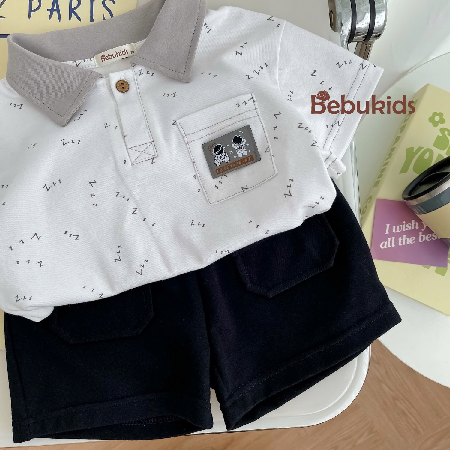 SB2249- bộ polo cộc tay logo phi hành gia
