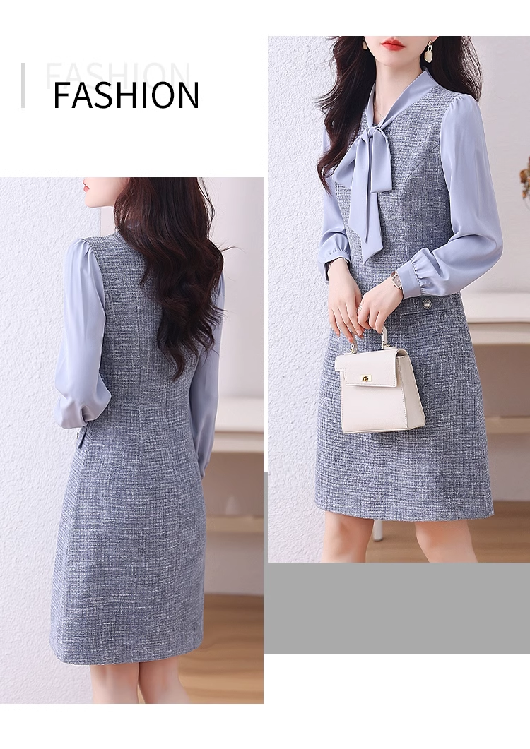 15810-Đầm dạ suông A phối tay dài cổ thắt nơ ( dạ text,voan)_thumbnail_3