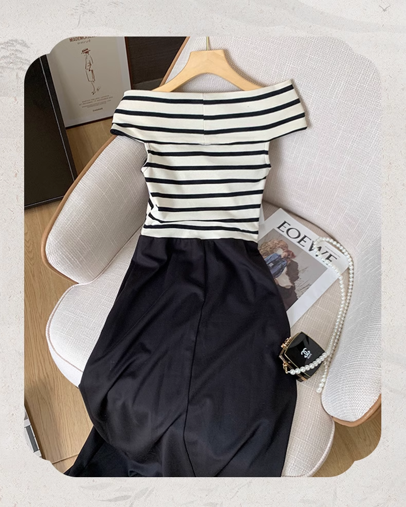 15979-Đầm dài đi tiệc phối sọc bẹt vai ( thun sọc, chéo hàn)_thumbnail_4