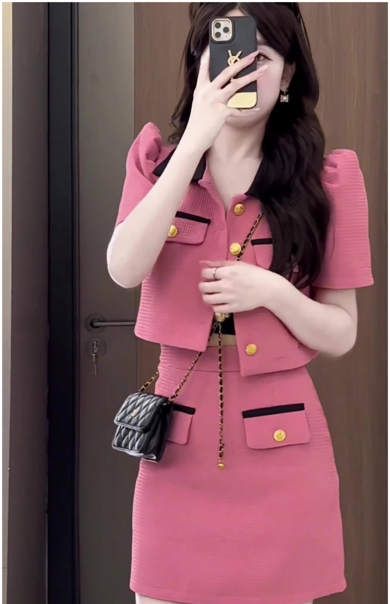 16191-Set áo chân váy bút chì màu hồng ( chéo nhật)_thumbnail_1