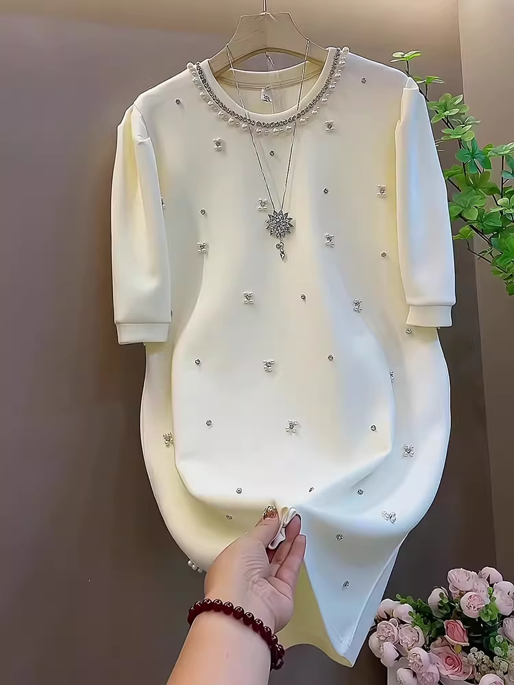 16244-Đầm suông trắng cổ tròn ép hạt ( chéo nhật, lót)_thumbnail_1