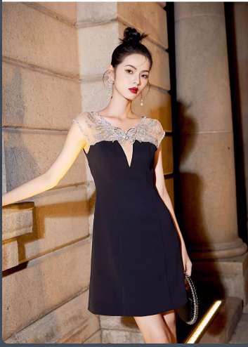 16300-Đầm A đen vai phối ren lưới (chéo nhật, ren lưới)_thumbnail_0