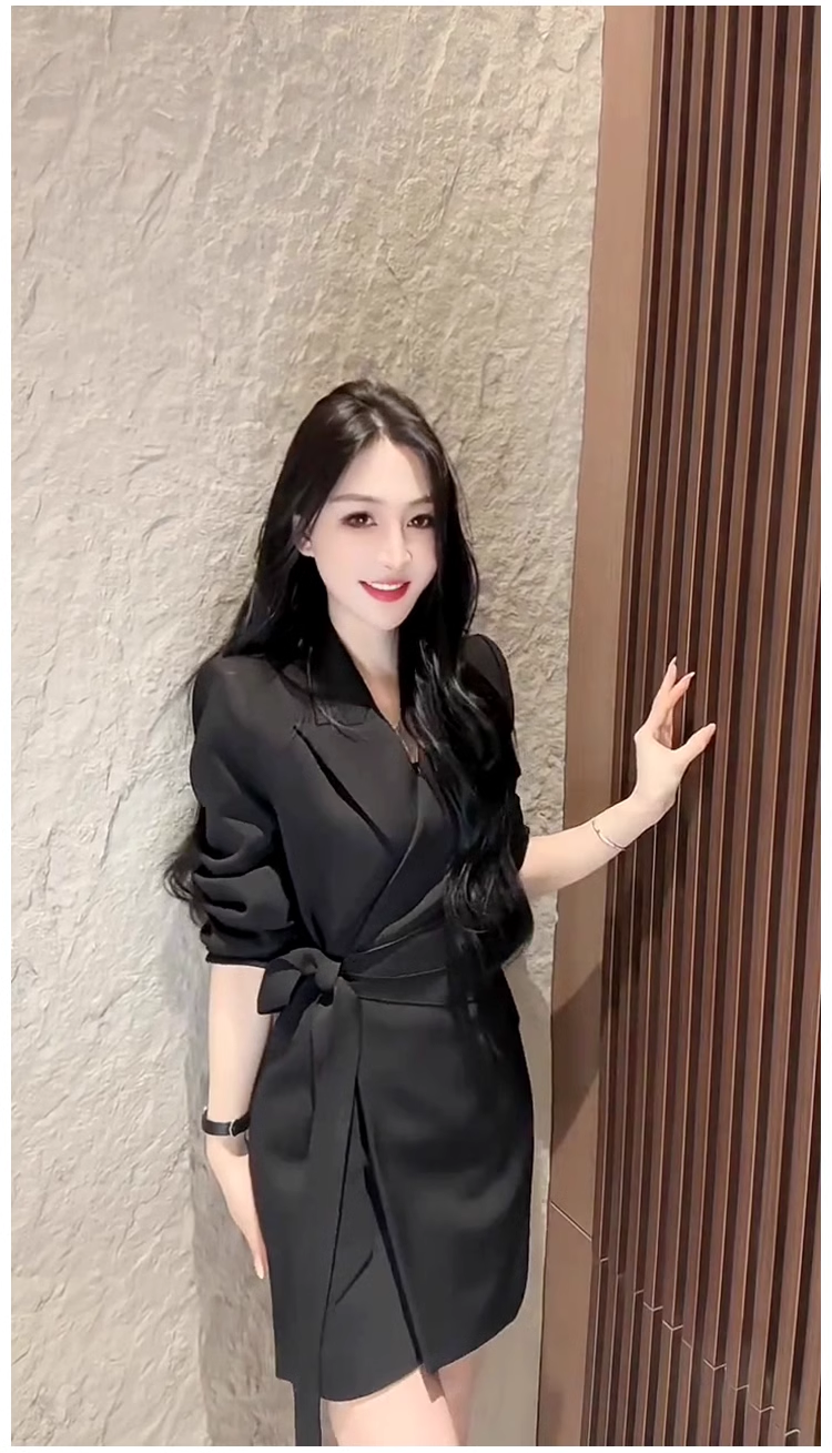 16173-Đầm tiệc đen cổ vest eo thắt nơ ( chéo nhật)_thumbnail_0