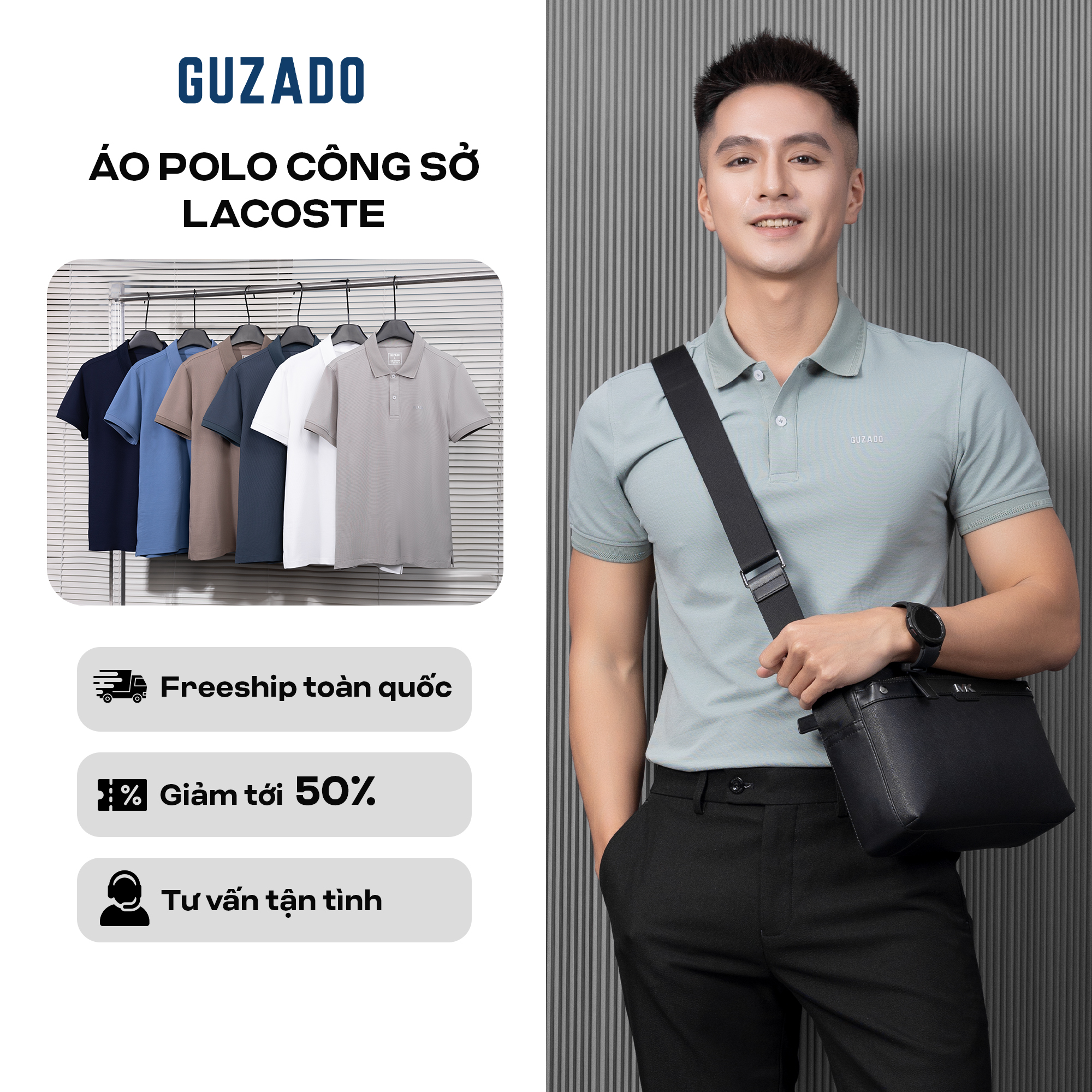 Áo Thun Polo GUZADO Vải Cotton Mẫu Trơn Basic Thanh Lịch GPS2502