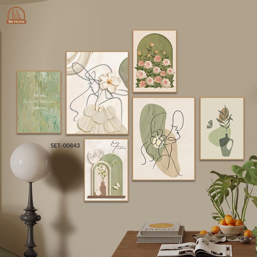 Set 6 Tranh Cô Gái Nghệ Thuật Dán Tường, Trang Trí Phòng Ngủ, Phòng Khách, Spa,Livestream - Behome Decor