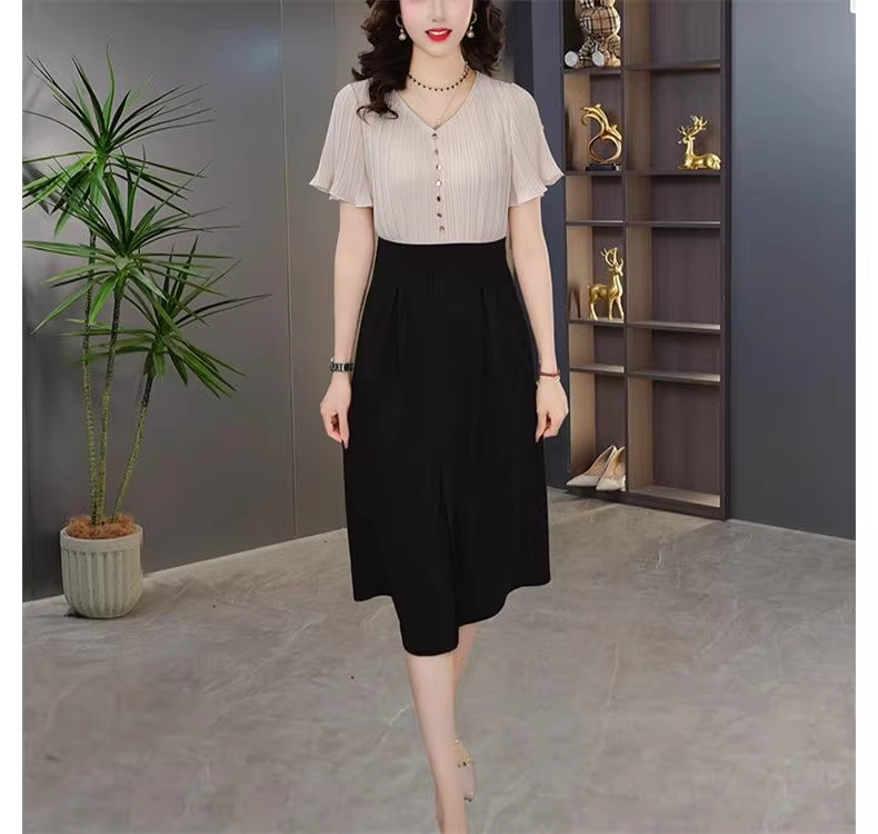 16237-Đầm xoè  phối lụa dập ly  trắng tay lở (chéo nhật, lụa dập ly)_thumbnail_0