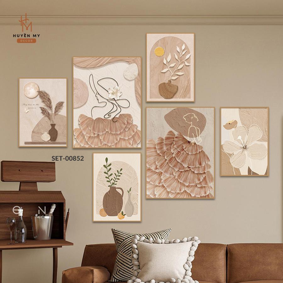 SET 6 Tranh Dán, Tường Mẫu Dễ Thương ,Trendy, Decor Phòng Khách, Phòng Ngủ, Spa, Phòng Nail, Mi