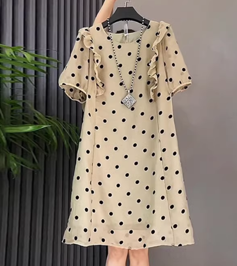 16143-Đầm suông be họa tiết bi đen ( lụa 100D, lót)_thumbnail_0