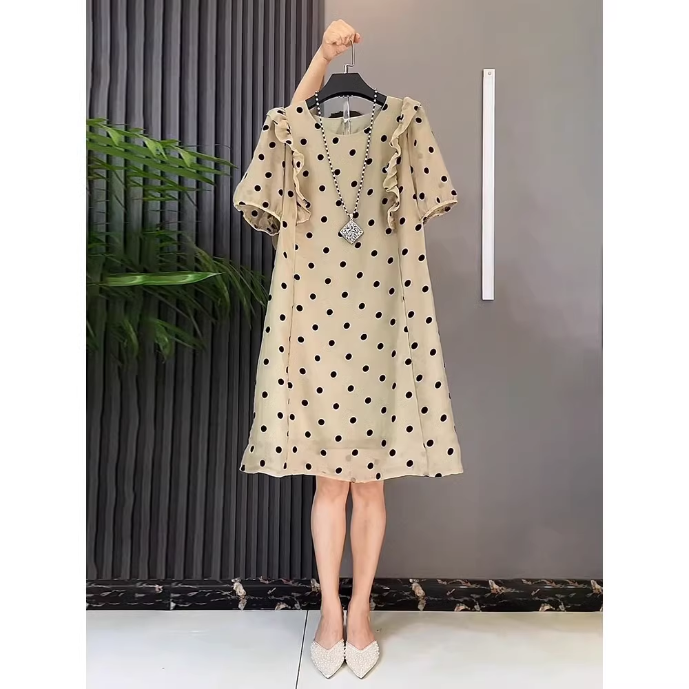 16143-Đầm suông be họa tiết bi đen ( lụa 100D, lót)_thumbnail_1