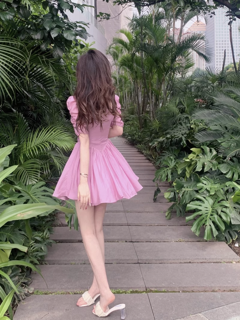 15587-Đầm xòe tiểu thư  màu hồng ruốc ( lụa dubai,lót)_thumbnail_5