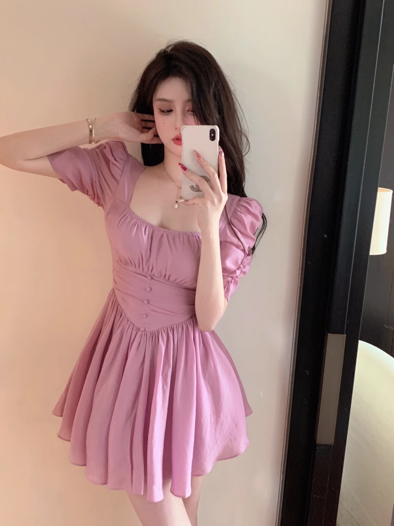 15587-Đầm xòe tiểu thư  màu hồng ruốc ( lụa dubai,lót)_thumbnail_2