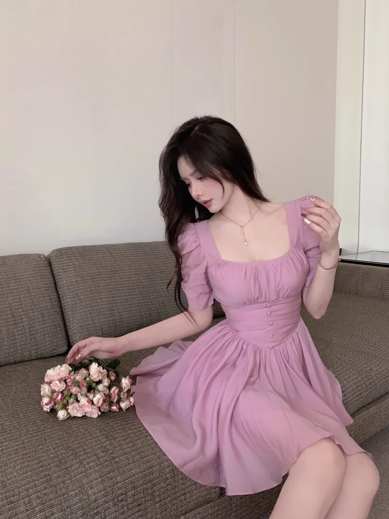 15587-Đầm xòe tiểu thư  màu hồng ruốc ( lụa dubai,lót)_thumbnail_4