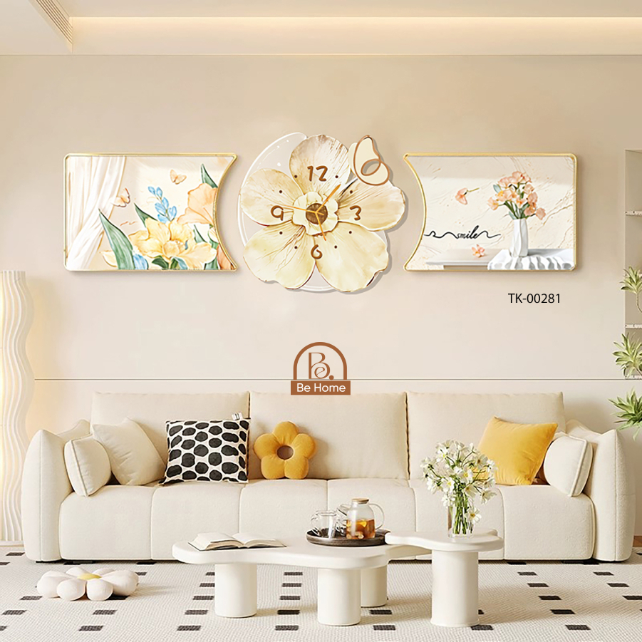 Bộ 3 Tranh Khuyết Hoa Lá Phong Cảnh; Tranh Tráng Gương Trang Trí Phòng Khách, Phòng Ngủ, Phòng Làm Việc- BeHome Decor