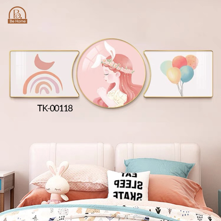 Bộ 3 Tranh khuyết Cô Gái, Tranh Tráng Gương Treo Phòng Khách, phòng Ngủ - Behome Decor