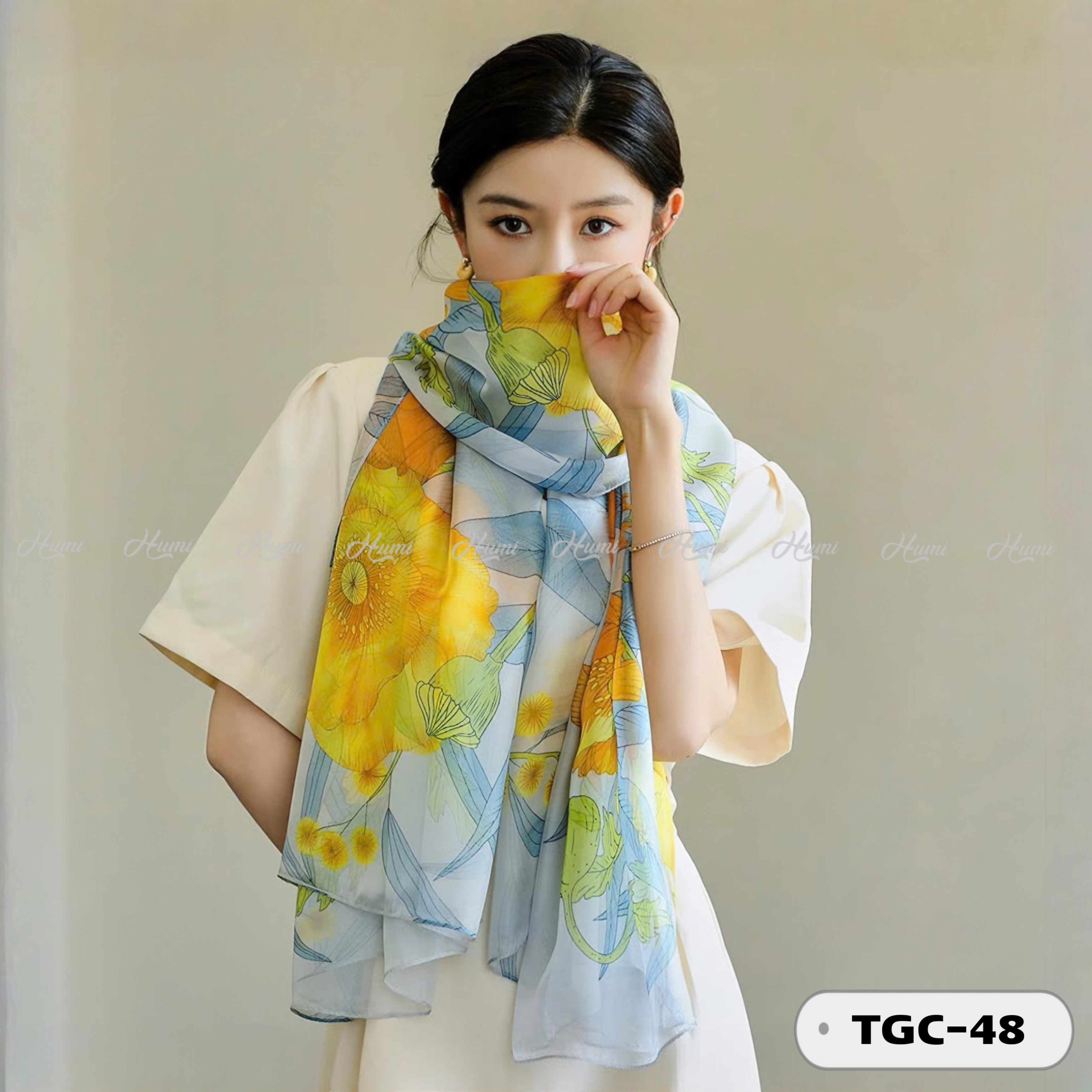 KHĂN LỤA TẰM HỌA TIẾT (TGC48)