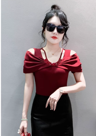 16400-Áo kiểu bẹt  vai cổ yếm cách điệu ( thun tăm, lụa)_thumbnail_2