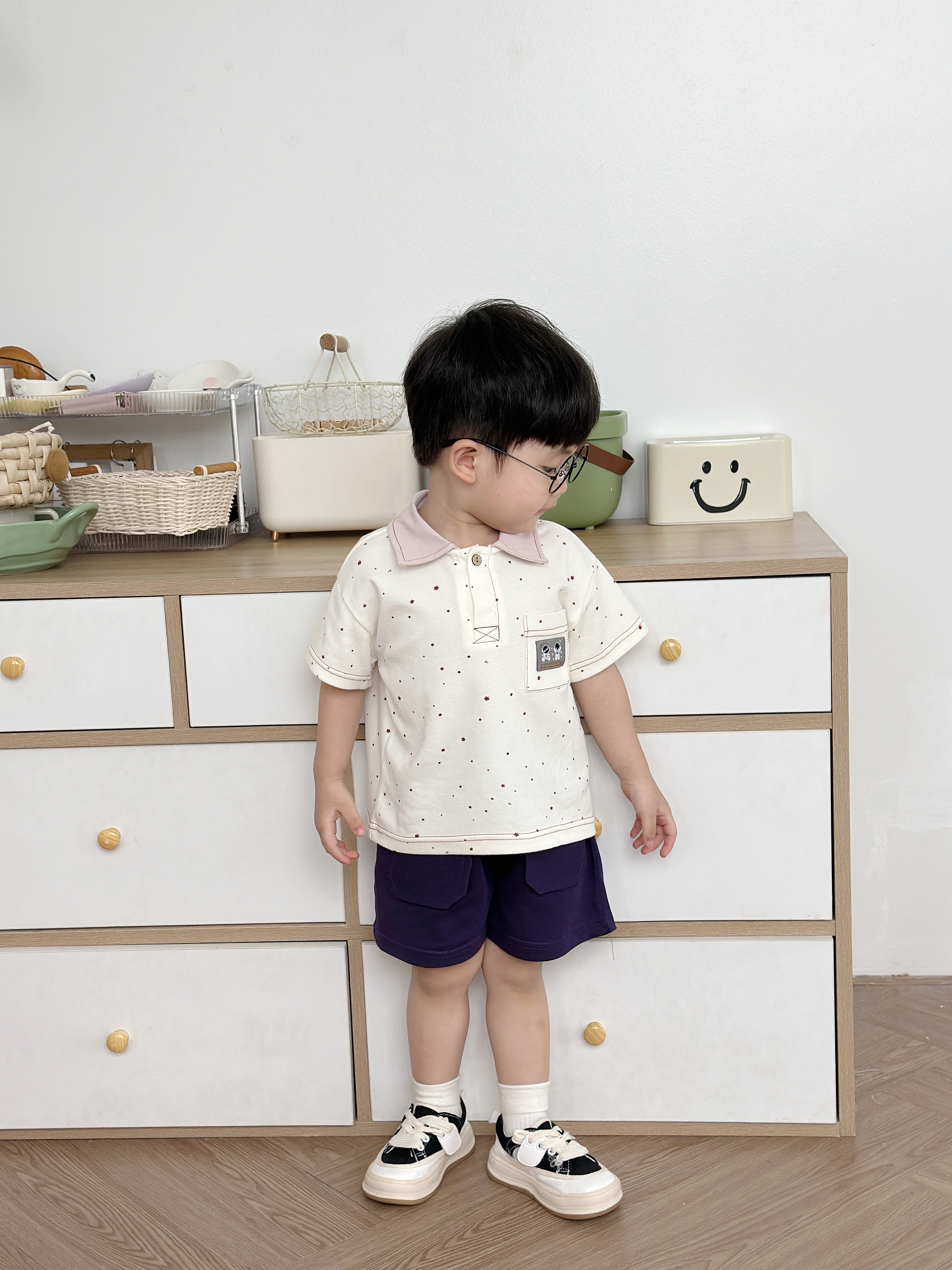 SB2249- bộ polo cộc tay logo phi hành gia