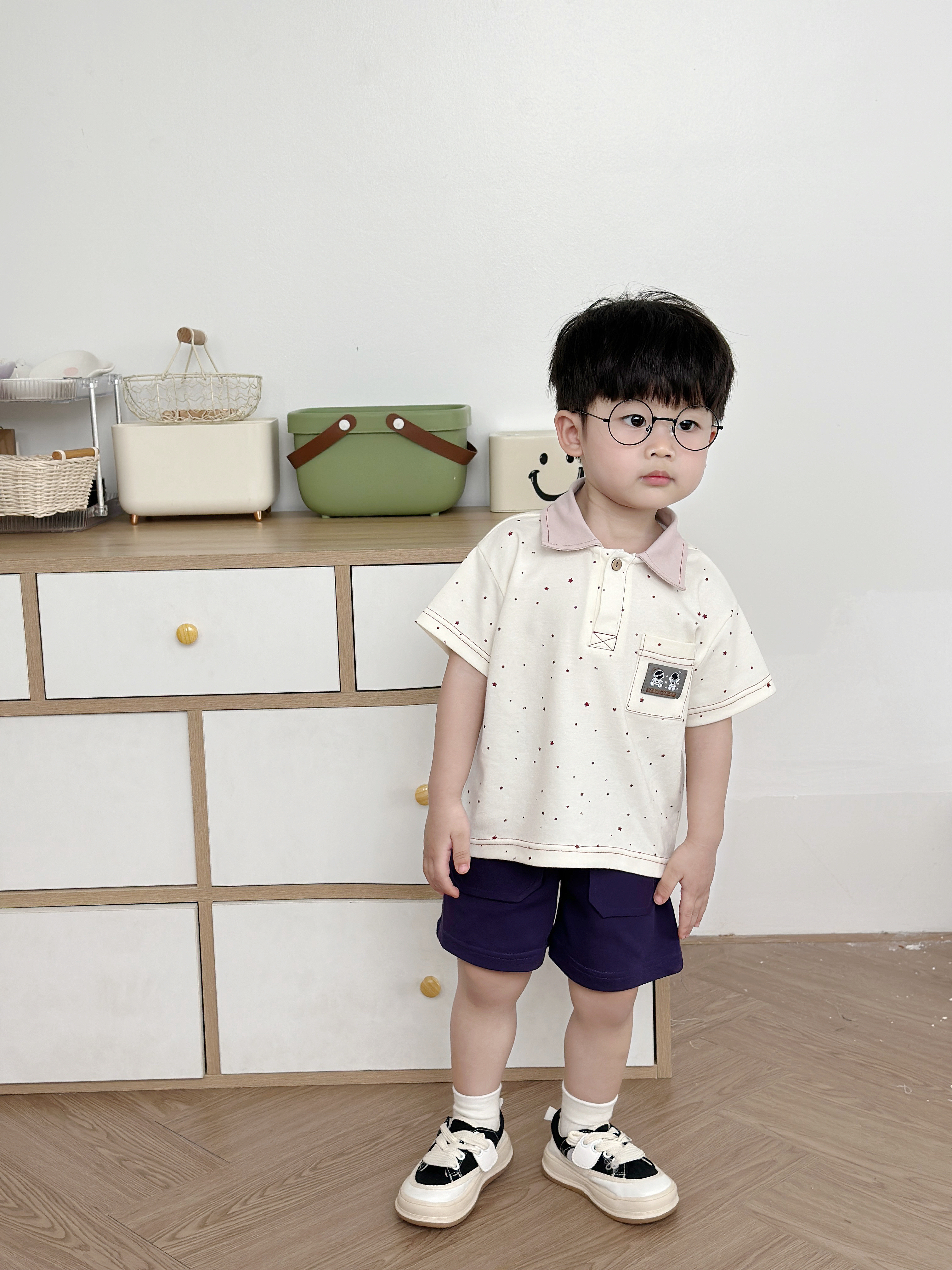 SB2249- bộ polo cộc tay logo phi hành gia