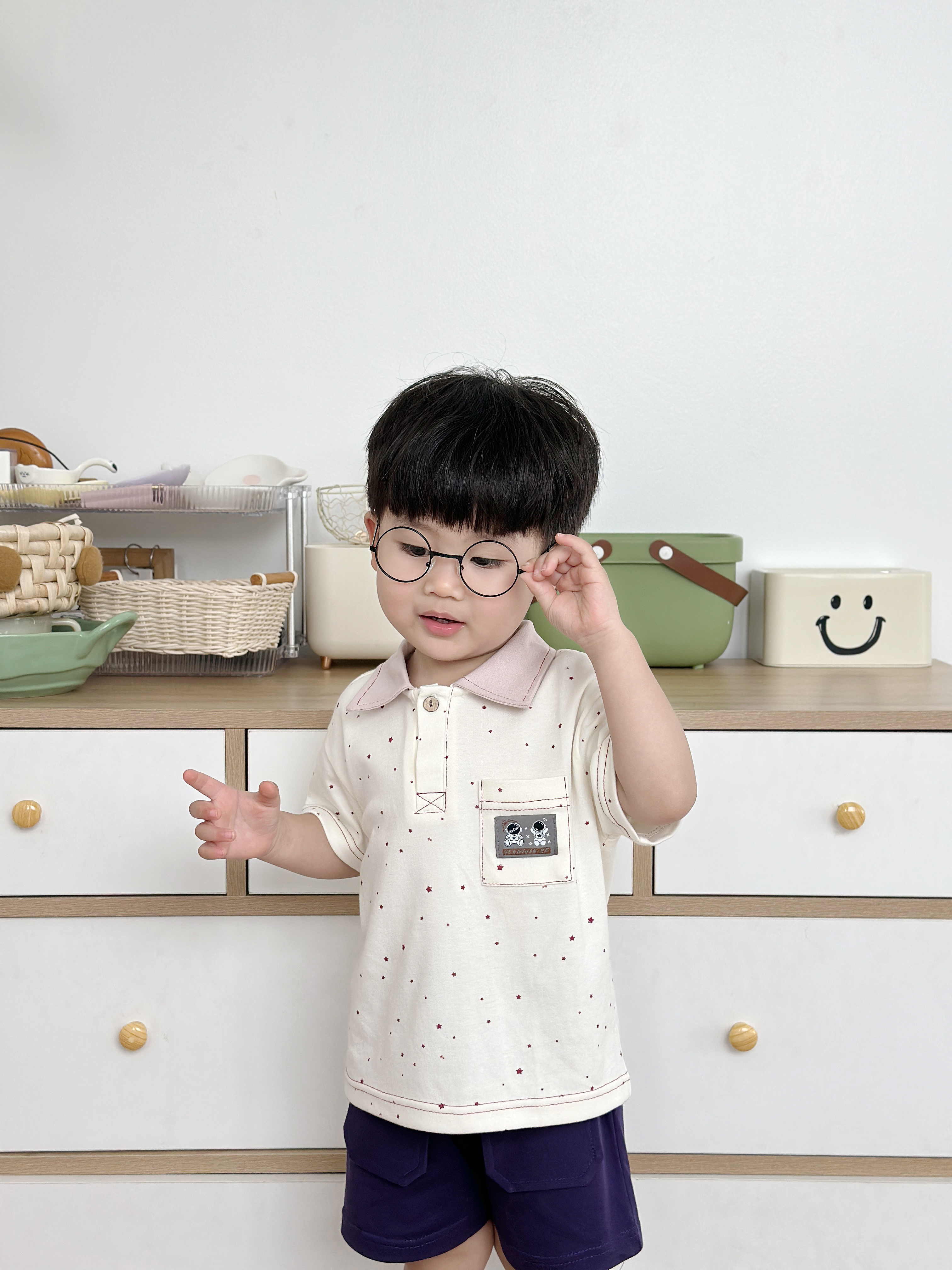 SB2249- bộ polo cộc tay logo phi hành gia