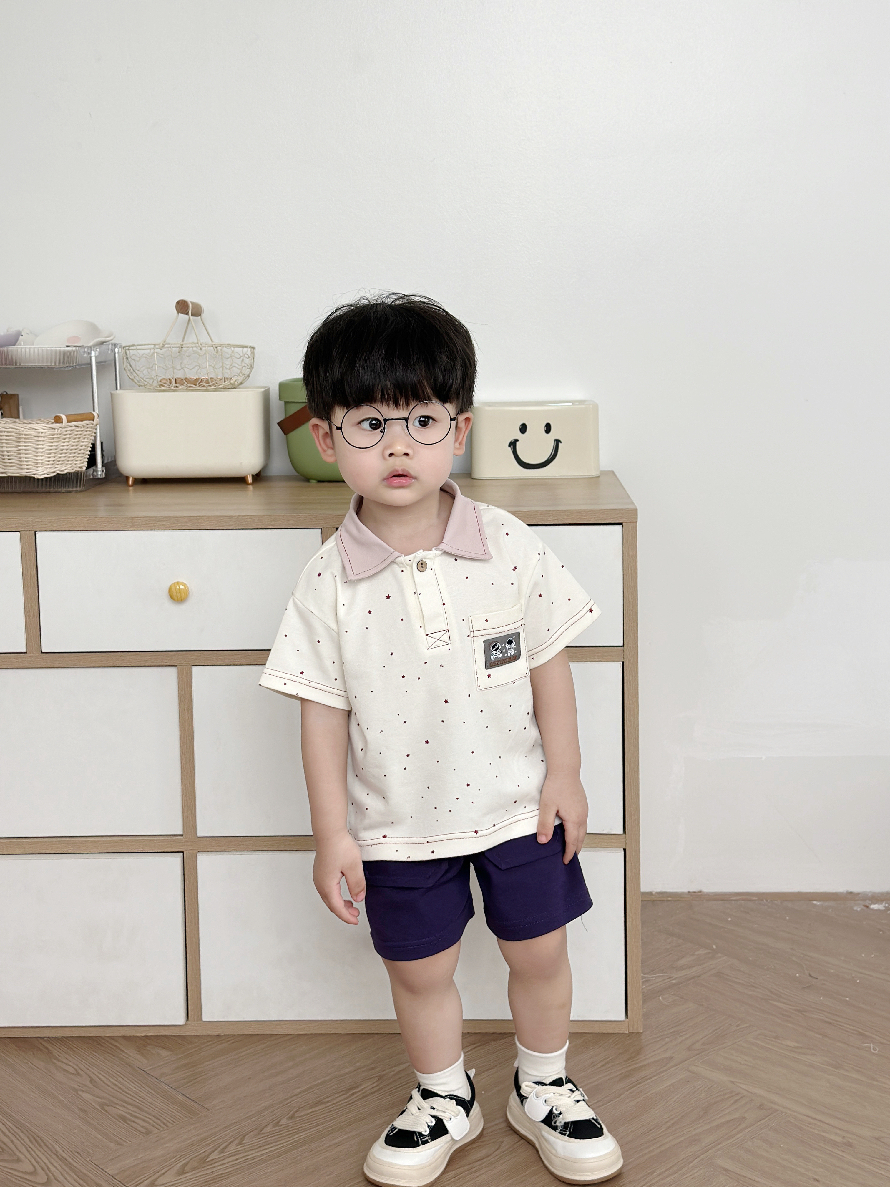 SB2249- bộ polo cộc tay logo phi hành gia