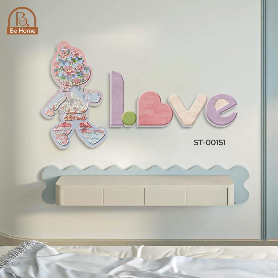 Tranh Gấu Chữ Dán Tường, Nhiều Mẫu Dễ Thương, Hiện Đại Trang Trí Phòng Khách, Phòng Ngủ, Spa, Nails, Mi- BeHome Decor