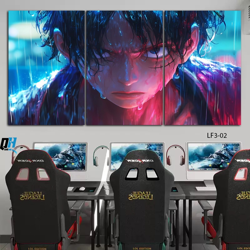 Bộ 3 Tranh Dán Tường Onepiece Lufy,Trang Trí ,Tranh Treo Tường Decor Phòng Ngủ,Phòng Game