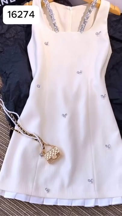 16274-Đầm tiệc  trắng sát nách fom A kết hạt  cách điệu ( chéo nhật, lót)_thumbnail_0