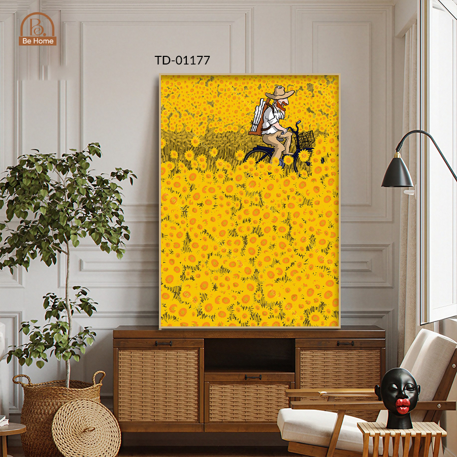 ( 10 mẫu) Tranh Đơn Phong Cách Sơn Dầu Danh Hoạ VangoghChất Liệu Canvas; Căng Khung Gỗ Thông Cao Cấp- BeHome Decor