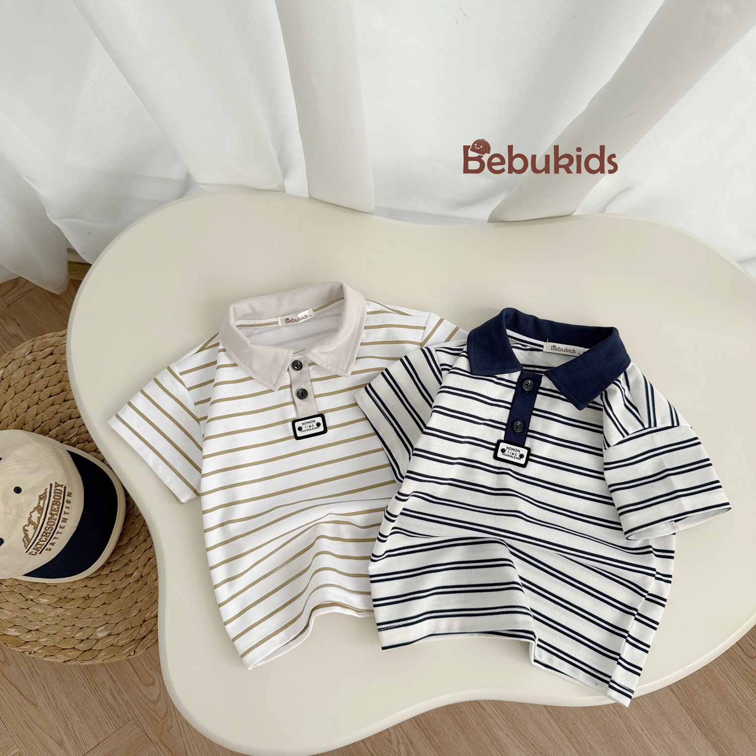 SB1844- bộ cộc tay kẻ bé trai phối cổ