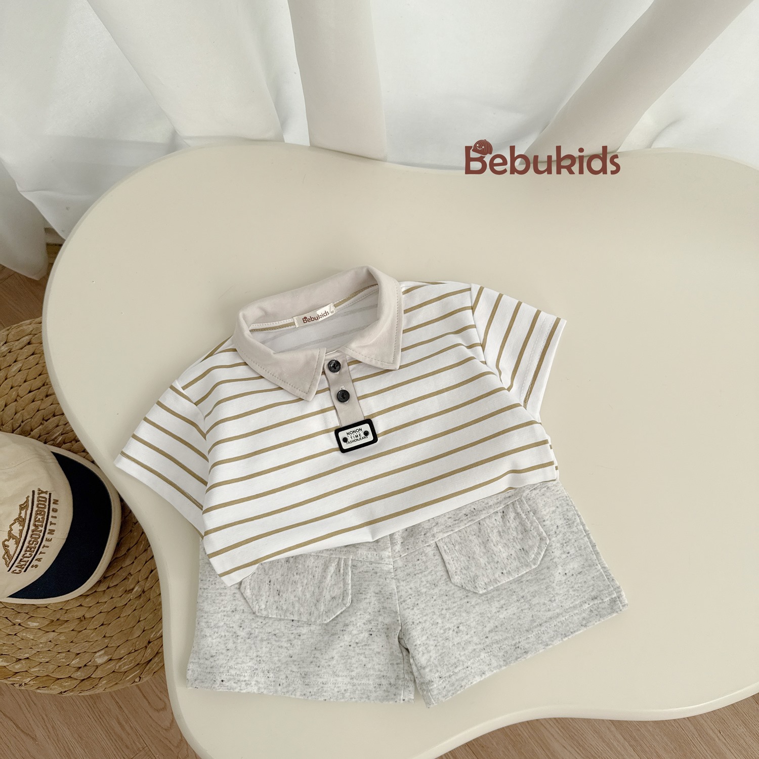 SB1844- bộ cộc tay kẻ bé trai phối cổ kẻ be 1