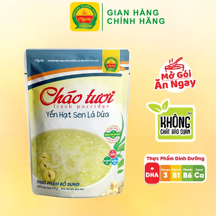 Cháo tươi yến hạt sen lá dứa