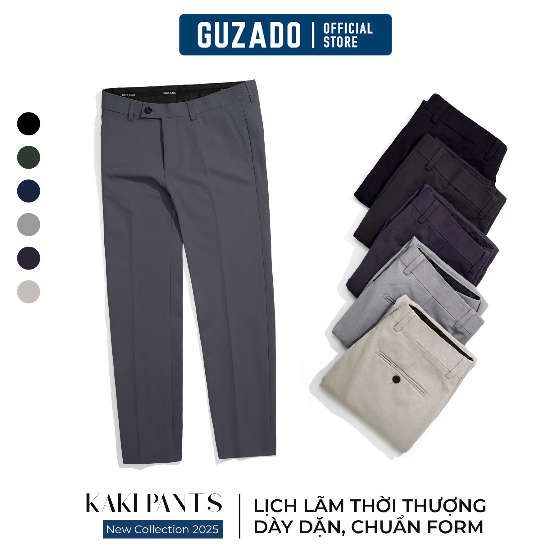 Quần Tây Nam Kaki GUZADO, Cạp Cao Dáng Đứng GTR01S