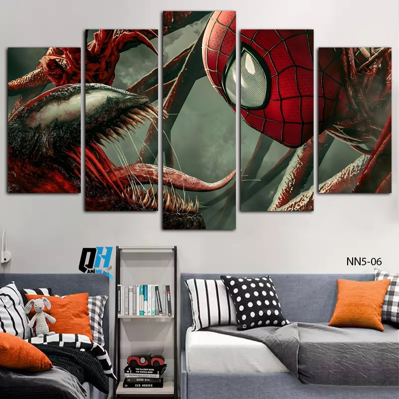 Bộ 5 Tấm Tranh Spider Man Dán Tường Fomex 5mm Dán Keo Trang Trí Nhà Cửa,Phòng Game,QH Anime Decor