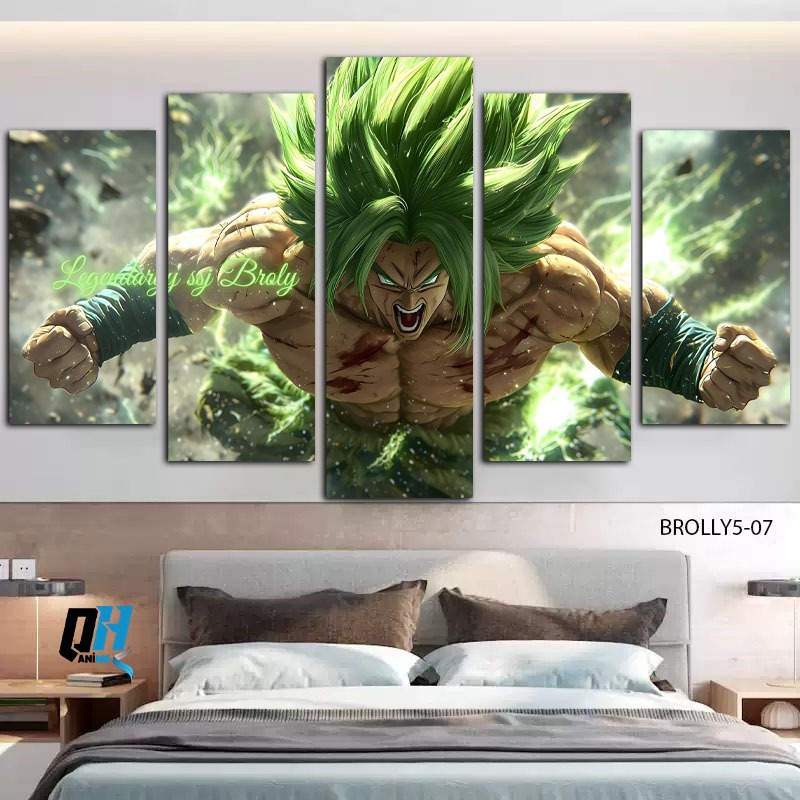 Bộ 5 Tấm Tranh Dragon Ball Brolly,Tráng Gương Fomex 5mm Dán Tường ,Decor Phòng Ngủ,Phòng Game,Phòng Trẻ Em,QH Anime Deco