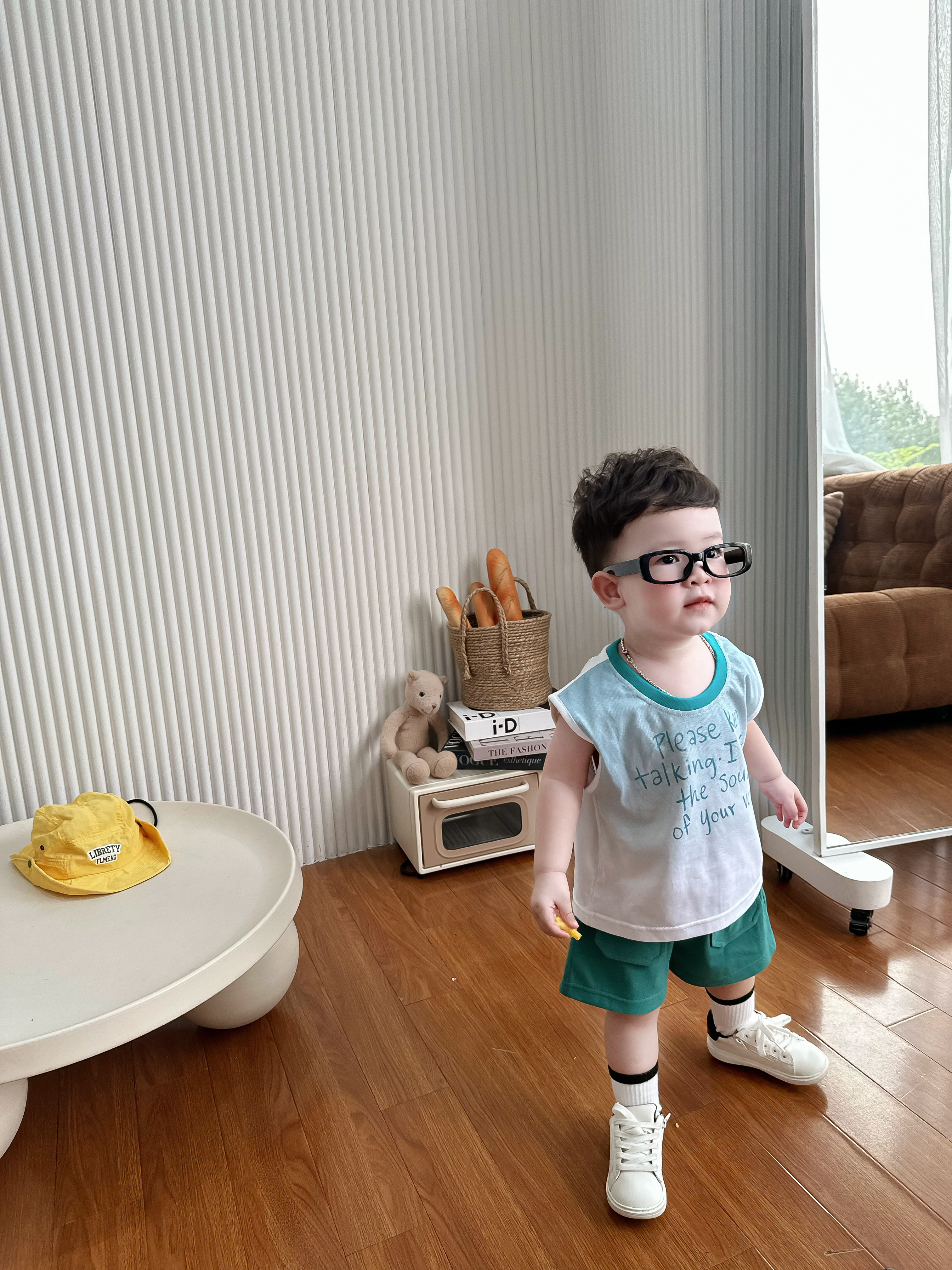 SB2311- bộ sát nách phối cổ in chữ please keep talking