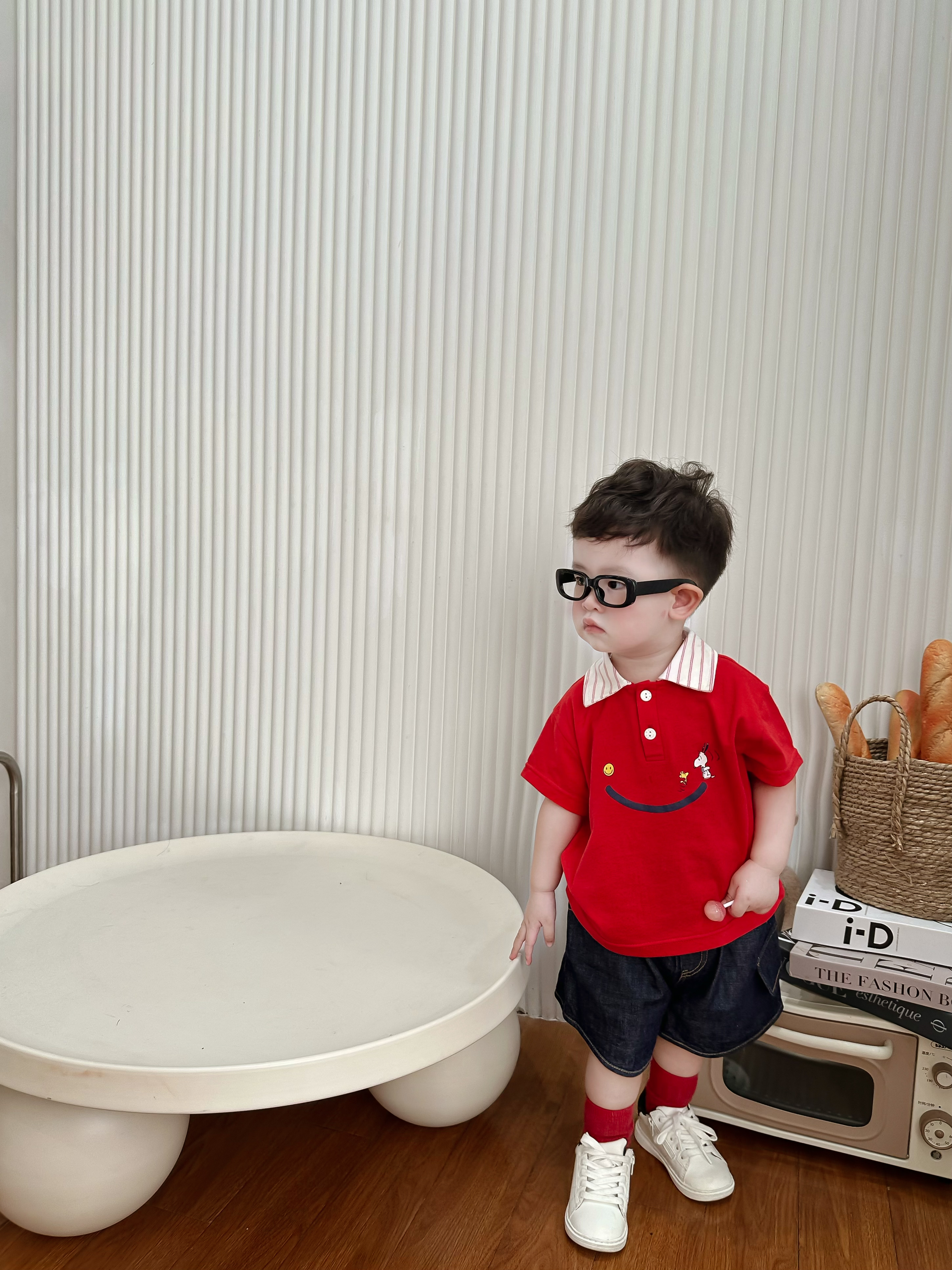 SB2230- bộ polo phối cổ kẻ in miệng cười