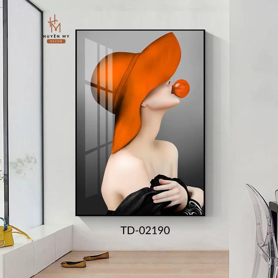 Tranh Đơn Cô Gái Tráng Gương Cao Cấp, Decor Không Gian Phòng Ngủ, Nail, Mi, Spa- Huyền My Decor
