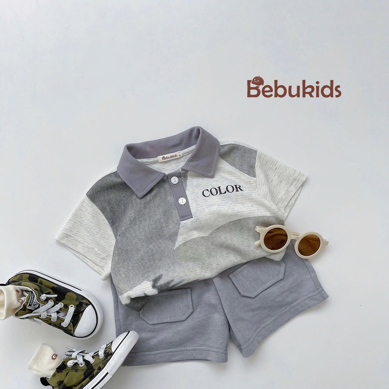 SB2246- bộ polo in seven one, good lucky ghi
