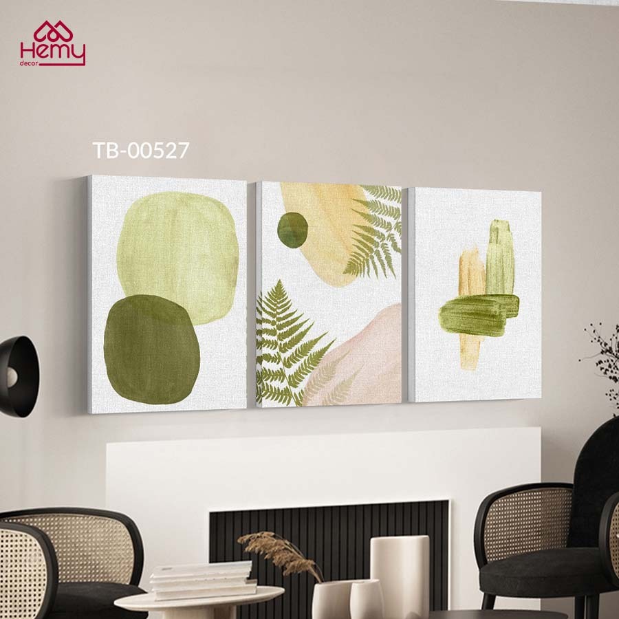 Bộ 3 Tranh Trừu Tượng; Minimalism Nghệ Thuật Hiện Đại Chất Liệu Tráng Gương; Lụa Kim Sa Cao Cấp