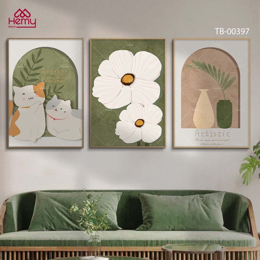 Bộ 3 Tranh Canvas Treo Tường, Mẫu Mã Hiện Đại, Trendy Trang Trí Phòng Khách, Phòng Ngủ, Nail, Mi, Spa - HeMy Decor