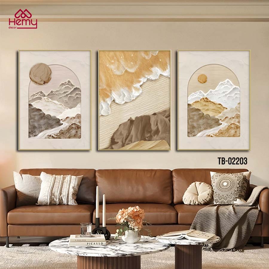 Bộ 3 Tranh Canvas Trừu Tượng Hiện Đại – Trang Trí Treo Tường Phòng Khách, Phòng Ngủ