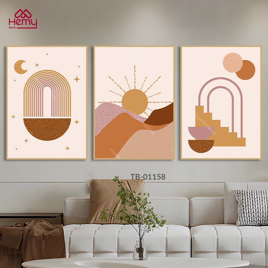 Bộ 3 Tranh Treo Tường, Tranh Trừu Tượng, Minimalism Nghệ Thuật Hiện Đại, Decor Phòng Khách, Phòng Ngủ,Salon