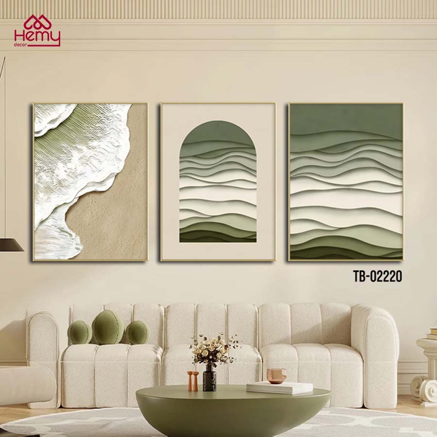 Bộ 3 Tranh Canvas Trừu Tượng Hiện Đại – Trang Trí Treo Tường Phòng Khách, Phòng Ngủ – HeMy Decor