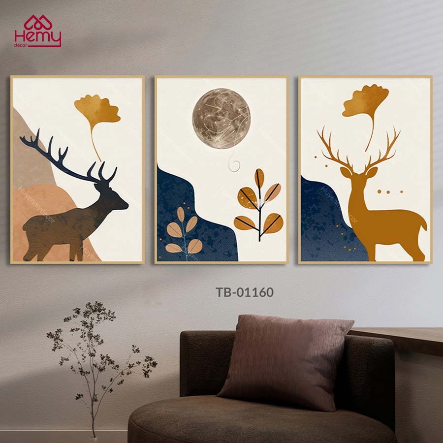 Bộ 3 Tranh Canvas Phong Cảnh Thiên Nhiên Hiện Đại, Tranh Giả Led, Decor Phòng Khách, Phòng Ngủ, Homestay – Hemy Decor