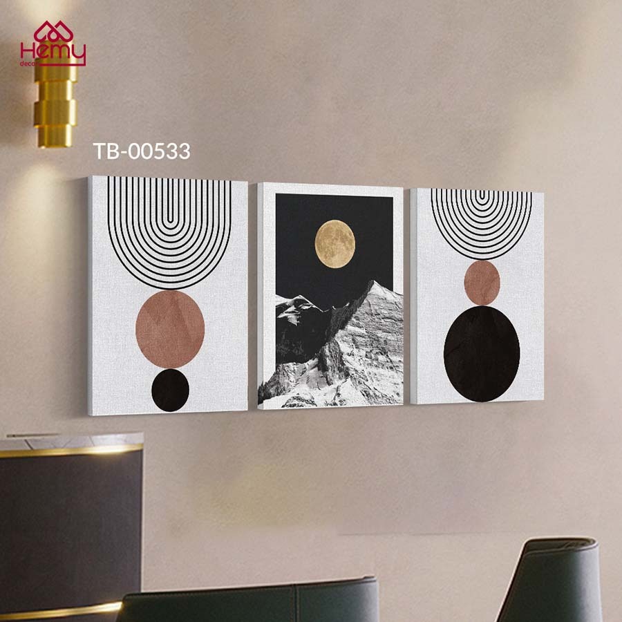 Bộ 3 Tranh Treo Tường, Tranh Trừu Tượng, Minimalism Nghệ Thuật Hiện Đại, Decor Phòng Khách, Phòng Ngủ,Salon - HeMy Decor