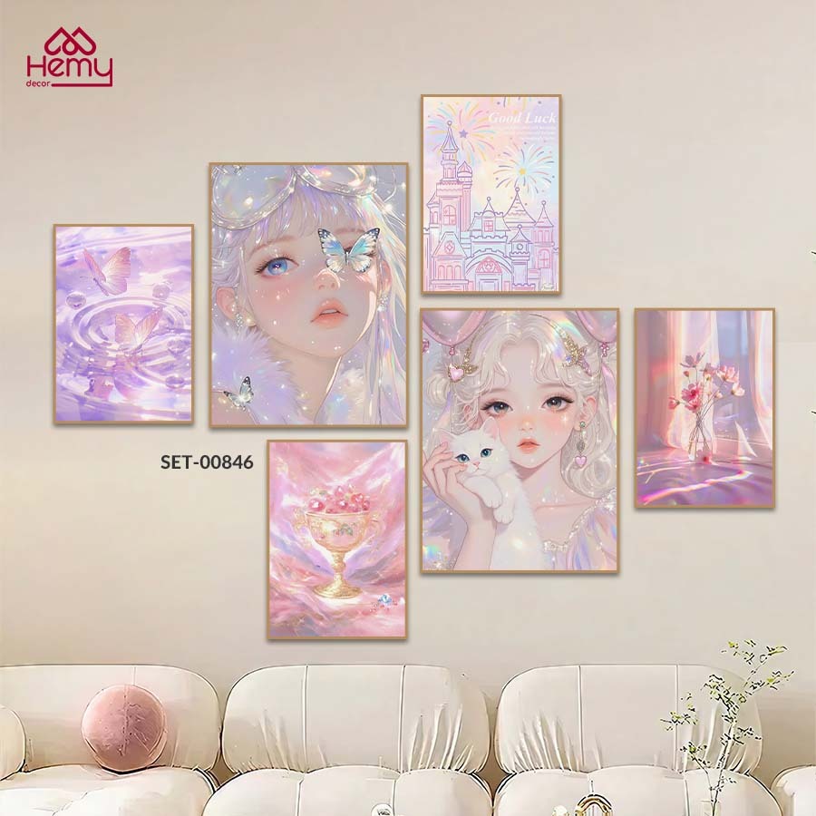SET 6 Tranh Dán Tường Nhiều Mẫu Hiện Đại, Dễ Thương , Decor Phòng Khách, Phòng Ngủ, Spa, Phòng Nail, Mi- HeMy Decor