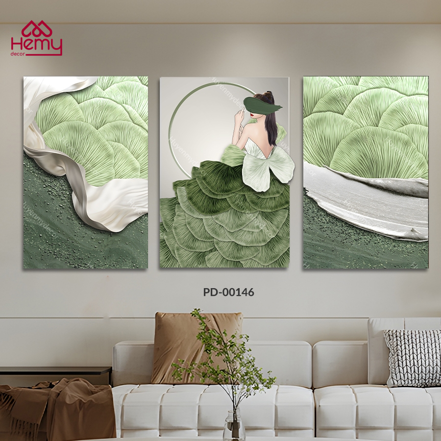 SET 3 Tranh Dán Tường Cô Gái Nghệ Thuật ,Trendy, Decor Phòng Khách, Phòng Ngủ, Spa, Phòng Nail, Mi- HeMy Decor